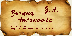 Zorana Antonović vizit kartica